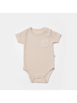 Beruflic Waffle Smile Kısa Kol Bebek Body  Bej