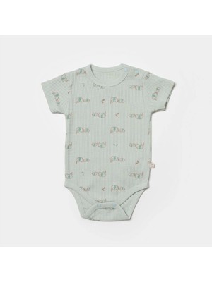 Beruflic Waffle I Love My Mama Kısa Kol Body  Bej-Mint