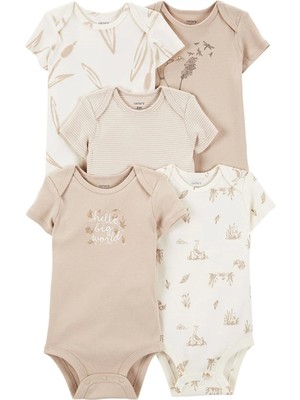 Layette Bebek 5'li Kısa Kol Body  Karışık Renkli