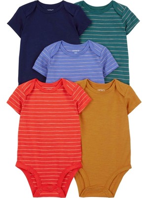 Beruflic Layette Erkek Bebek 5'li Kısa Kol Body  Karışık Renkli