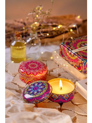 Hoopp Candle Mum Seti Mandala Desenli Lavanta - Paçuli Kokulu