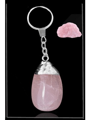 Erilsa Sertifikalı Ham Model Pembe Kuvars Taşı Doğal Taş Anahtarlık