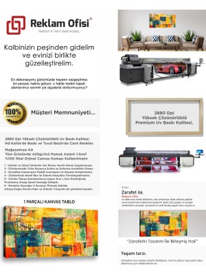 Reklam Ofisi Soyut, Dekoratif Modern Renkli Premium Kanvas Tablo