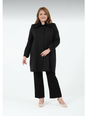 Pamela Kadın Astarlı Yaka Tüylü Erkek Yaka Kısa Kaşe Kaban