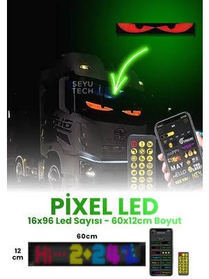 Pixel LED Panel Animasyon Yazı Göz Ekleme 12×60CM