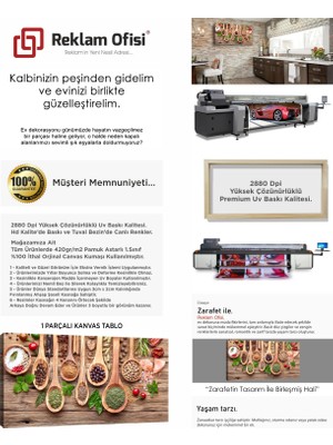 Reklam Ofisi Baharatlar Restaurant, Mutfak Dekoratif Modern Premium Kanvas Tablo