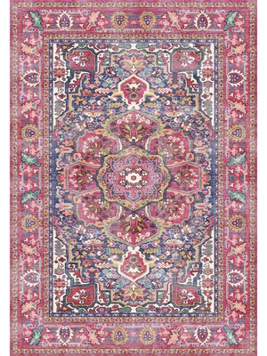 Melaris Halı Vintage Eskitme Bohem Yıkanabilir Şönil Kilim Pamuk Taban Dokuma Halı Oturma Odası Salon Balkon Mutfak Halısı