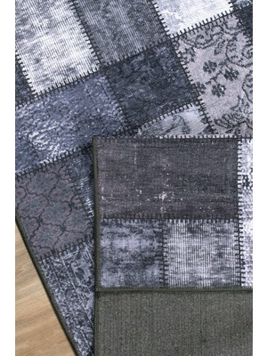 Melaris Halı Uraz Eskitme Patchwork Yıkanabilir Şönil Kilim Pamuk Taban Dokuma Halı Oturma Odası Salon Balkon Mutfak Halısı