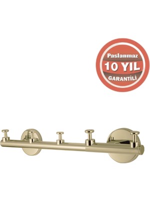 Çelik Banyo Paslanmaz Pirinç Flora Askılık Beșli Altın Sarı Gold
