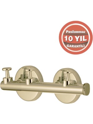 Çelik Banyo Paslanmaz Pirinç Flora Askılık Üçlü Altın Sarı Gold