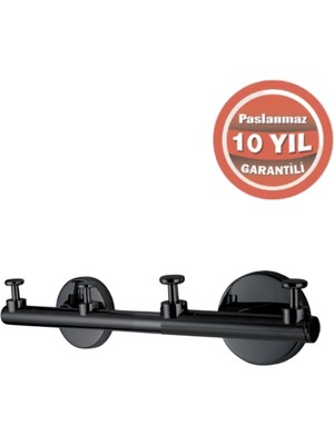 Çelik Banyo Paslanmaz Pirinç Flora Askılık Dörtlü Mat Siyah