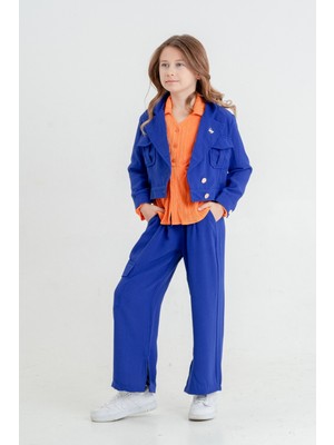 Giyicem Kız Çocuk Crop Ceketli Üçlü Takım 4407