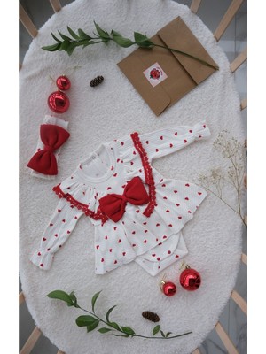 Mini Cayzen Kalpli Güpürlü Romper Tulum Elbise