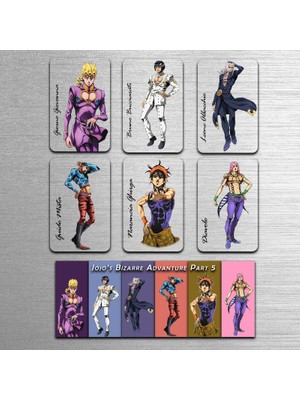 Magnet Seti Jojo's Bizarre Adventure Temalı: 6 Adet ve 6X10 Boyutunda Renkli ve Dayanıklı Magnet Seti