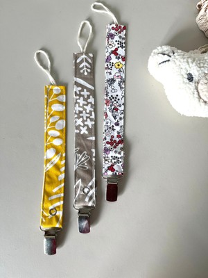 Mugasa - 3'lü Set Emzik Askısı - Emzik Tutacağı - %100 Pamuklu Kumaş