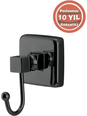 Çelik Banyo Paslanmaz Pirinç Kumru Tekli Bornozluk Mat Siyah