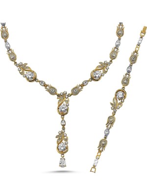 Inure Jewelry 925 Ayar Gümüş Zirkon Taşlı Otantik Set