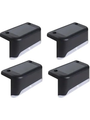 Storemax Enerjili Basamak Işıkları LED Solar Güneş Enerjili, Merdiven, Veranda, Bahçe, Balkon ve Çit Lambası, Köşebent, Yollar Vb. Su Geçirmez Water Proof Solar Lamba Gün Işığı (Siyah, 4 Adet)