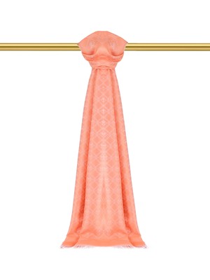 Somon Monogram Desen Jakarlı Ipek Şal