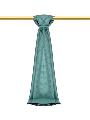 Mint Monogram Desen Jakarlı Ipek Şal