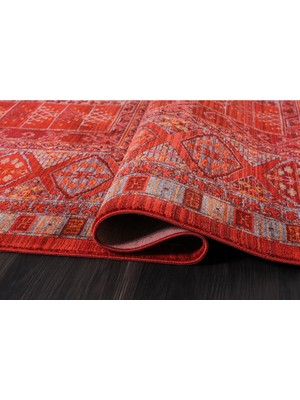 7/24 Retro Tarzı 80 x 150 cm Toz Barındırmaz Viskon Yolluk Halı 0234-BRD