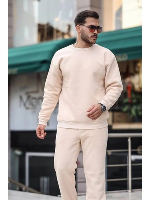 Erkek Spor Model Paçası Lastikli Bisiklet Yaka Eşofman Takımı