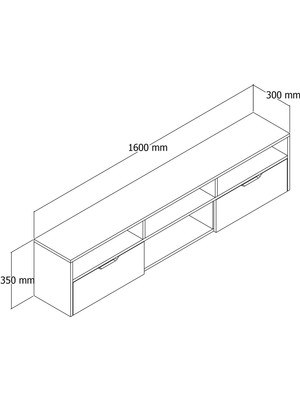 Smart Mobilya Tuna 2 Kapaklı Raflı 160  cm  Duvara Monte Tv Ünitesi - Barok