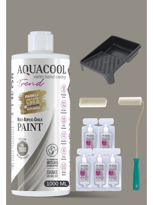 Aquacool Trend Su Bazlı Akrilik Hobi Boya 1000 ml Rulo Katalizör Boyacı Tavası Hibrit Dönüşüm Boyası Seti Ral 7030