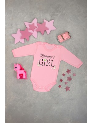 %100 Pamuk Mommy's Girl Yumuşak Baskılı Omuz Çıt Çıt Zıbın