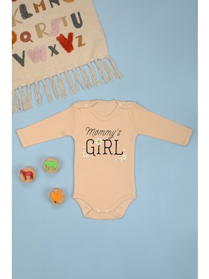 %100 Pamuk Mommy's Girl Yumuşak Baskılı Omuz Çıt Çıt Zıbın