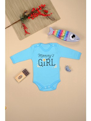 %100 Pamuk Mommy's Girl Yumuşak Baskılı Omuz Çıt Çıt Zıbın