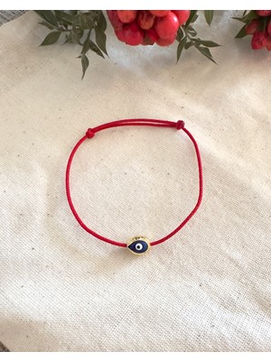 Atelier Çağla Altın Kaplama Nazar Boncuklu Kırmızı Ip Bileklik