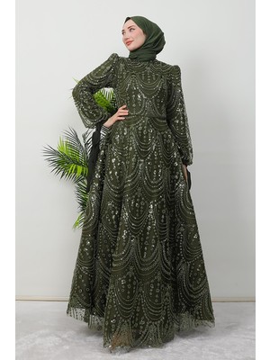 Giza Store Aymira Tesettür Abiye Haki