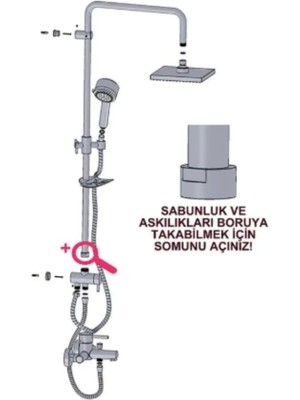 GPD Adnoss Gpd DST23 Yönlendiricili Tepe Duş Seti (5 Fonk. El Duşu) + (Ø250)