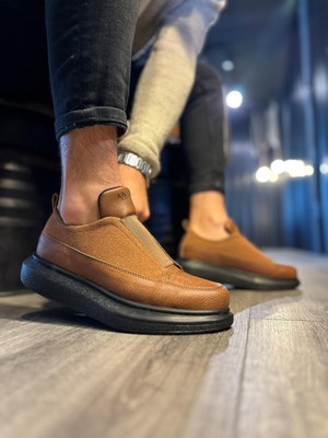 Pabucmarketi Erkek Sneakers Ayakkabı Taba (Siyah Taban)