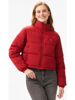 Tommy Hilfiger Jeans Essential Puffer Kadın Kırmızı Mont