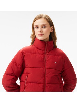 Tommy Hilfiger Jeans Essential Puffer Kadın Kırmızı Mont