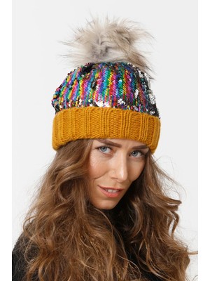 Pul Payetli Triko Örme Bere