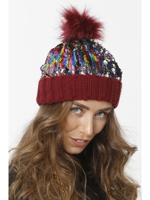 Pul Payetli Triko Örme Bere