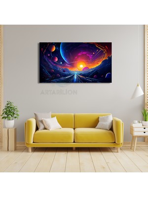 Artarilion Fantastik Tablo Gezegenler ve Uzay Yolu Kanvas Tablo Soyut Tablo Duvar Dekoru