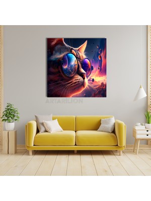 Artarilion Güneş Gözlüklü Kedi Kanvas Dijital Baskı Tablo Kedi Tablosu Evcil Hayvan Tablosu