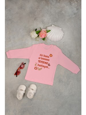 %100 Pamuk Teyzeme Hastayım Yumuşak Baskılı Omuz Çıt Çıt Zıbın