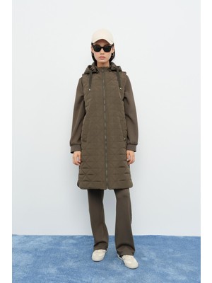 Nihan Arkası Ayarlamalı Kapitone Yelek  Haki