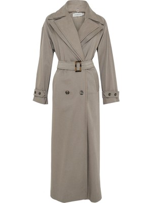 Armine Seyyar Garni Yakalı Pardesü 24K8006 Vizon