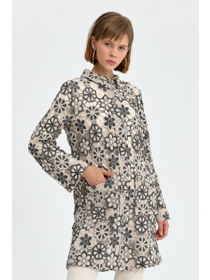 Nihan Gömlek Yaka Dantel Ceket  Siyah