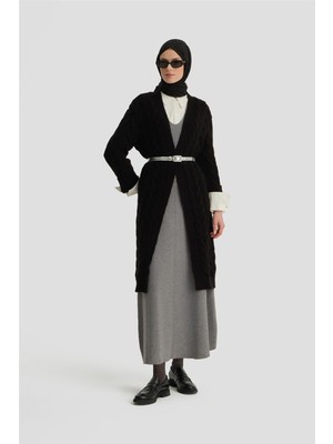 Armine Uzun Triko Hırka 24KD4209 Siyah