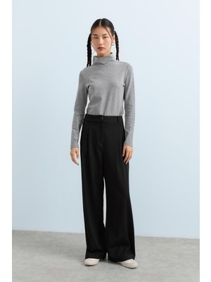 Nihan Çizgili Palazzo Pantolon  Siyah