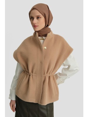 Armine Beli Büzmeli Yelek 24K4203 Camel