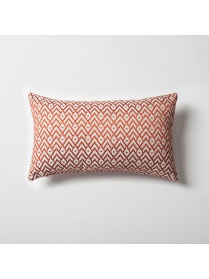 Fineroom Living Gusto - Keten Modern Küçük Desenli Kırlent 30  x  50 - Kiremit (Ic Yastık Dahil)