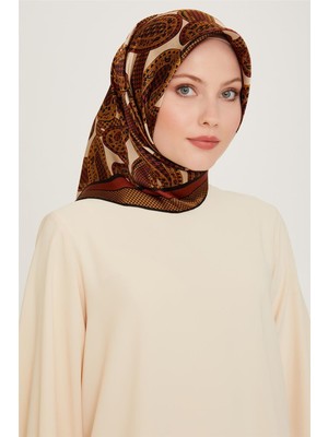 Armine Etnik Desenli Sura Saf İpek Eşarp 9208D 05